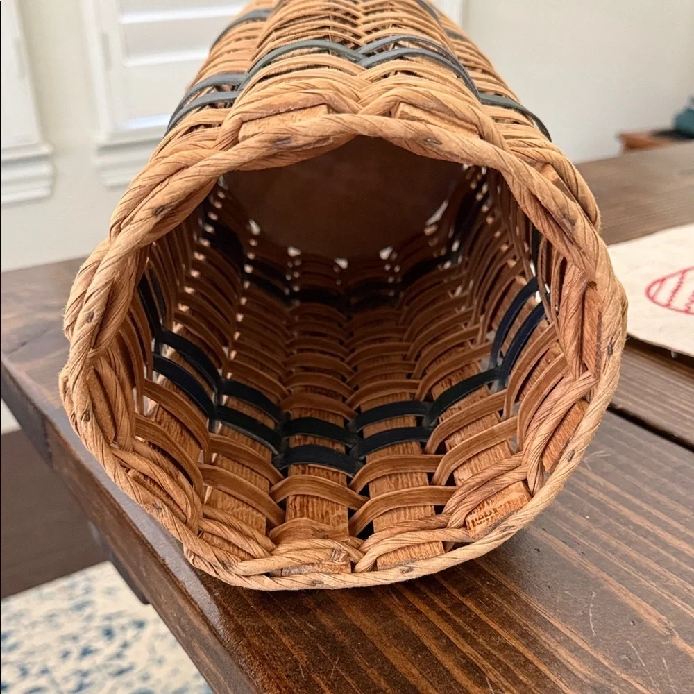 Longaberger Inspired Umbrella Basket with Brown and Green/Blue Weave